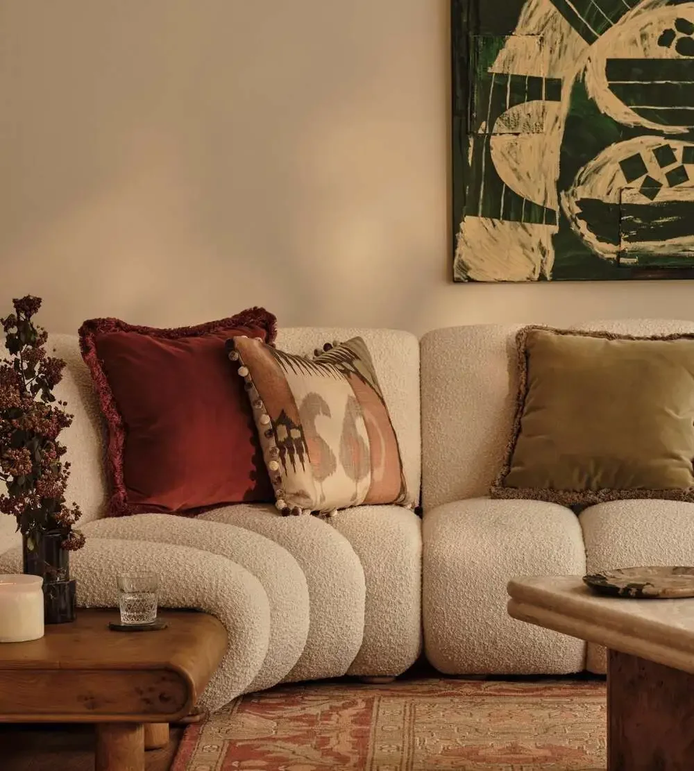 Soho Home Margeaux Cushions Rust Velvet Feather Throw Pillows Setof5